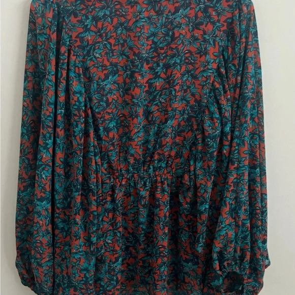 Entro Women's Floral Peplum Blouse M V-Neck Long Sleeve Boho Cottagecore Top - Picture 8 of 13
